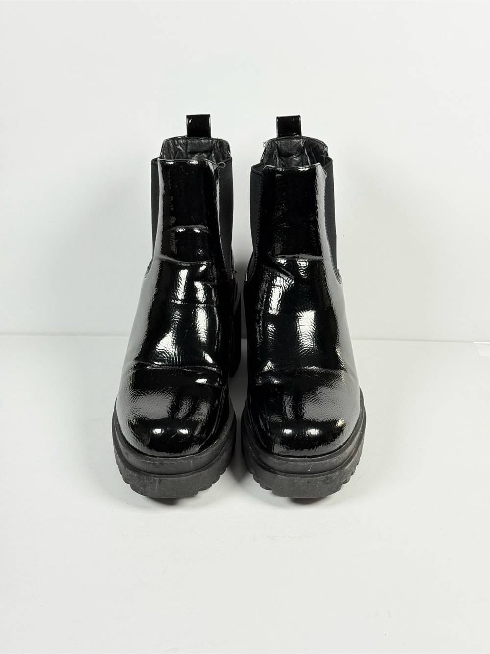 Diba Black Patent Chunky Platform Chelsea Boots Size 7.5